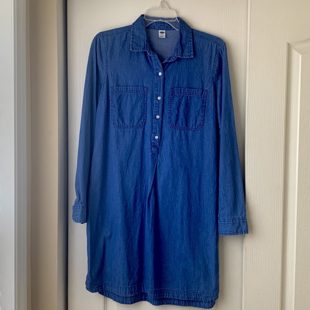 Old Navy Long Sleeve Button Up Denim Shirt Dress
